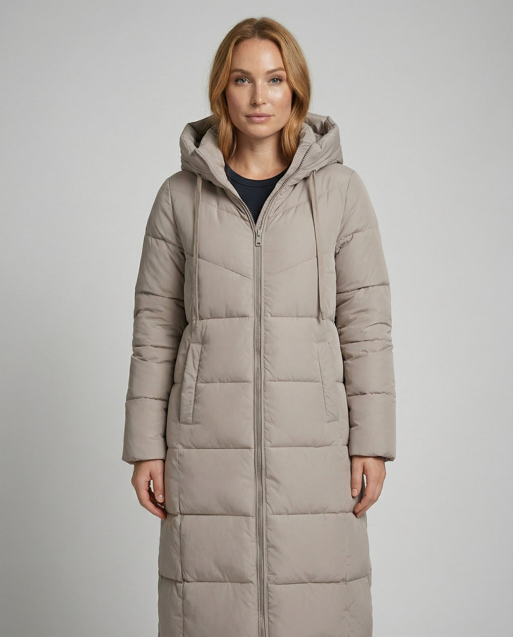 Idris — Khaki Longline Puffer Coat