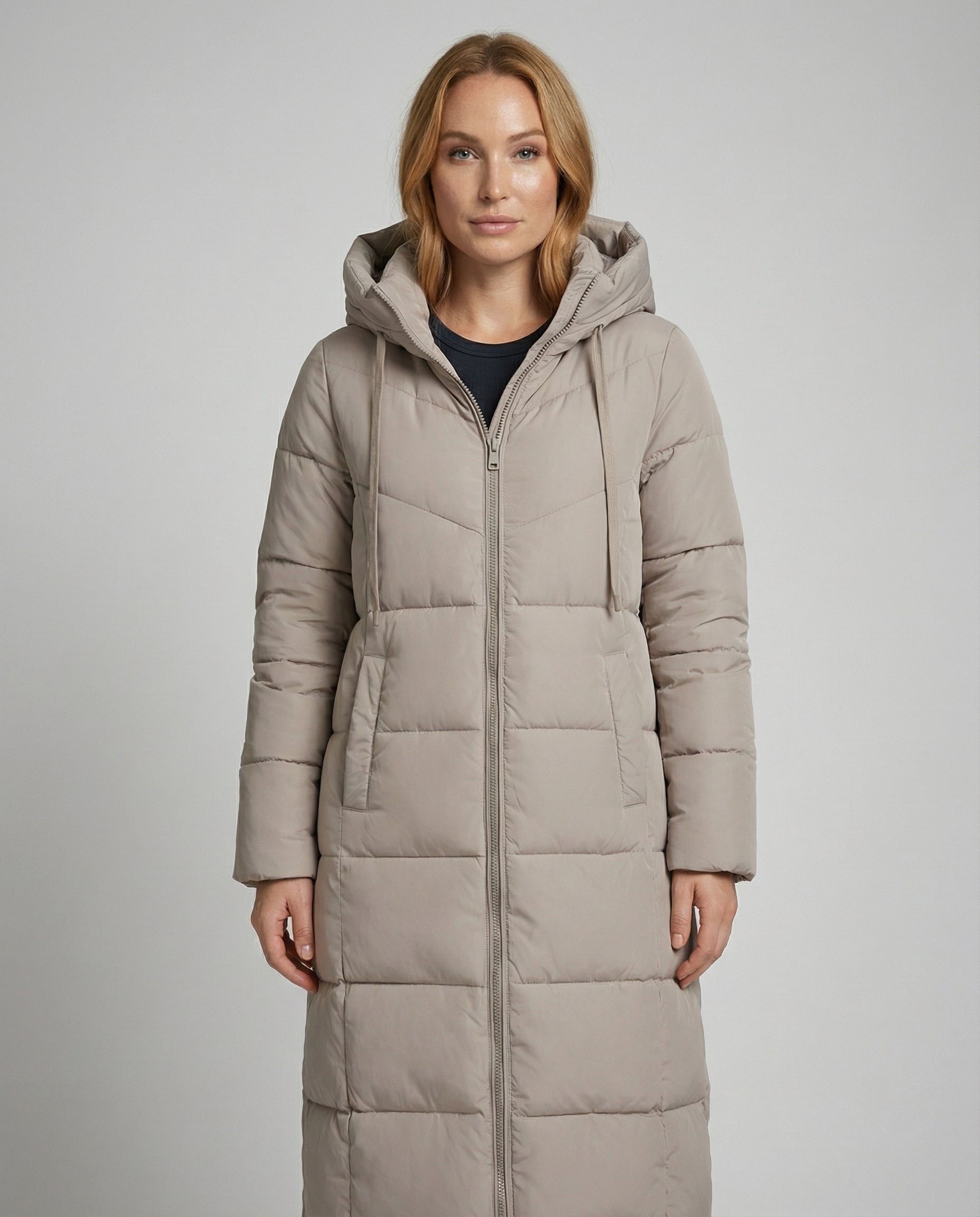 Idris — Khaki Longline Puffer Coat