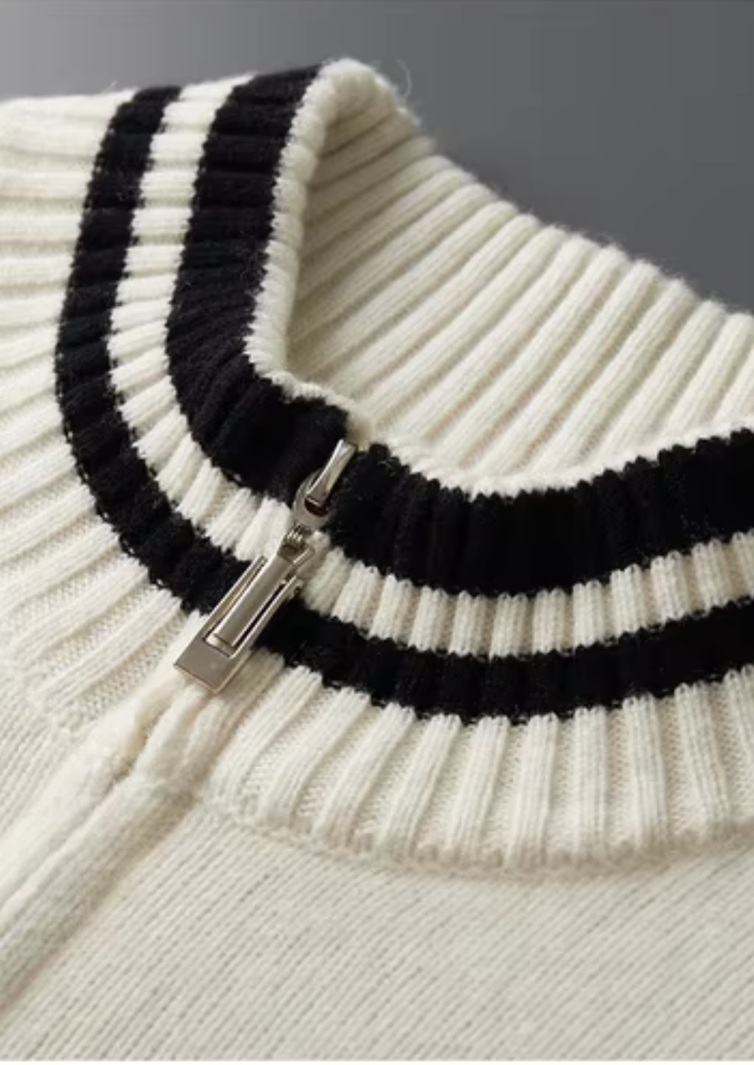 Cardigan zippé en laine mérinos extra-fine pure bicolore
