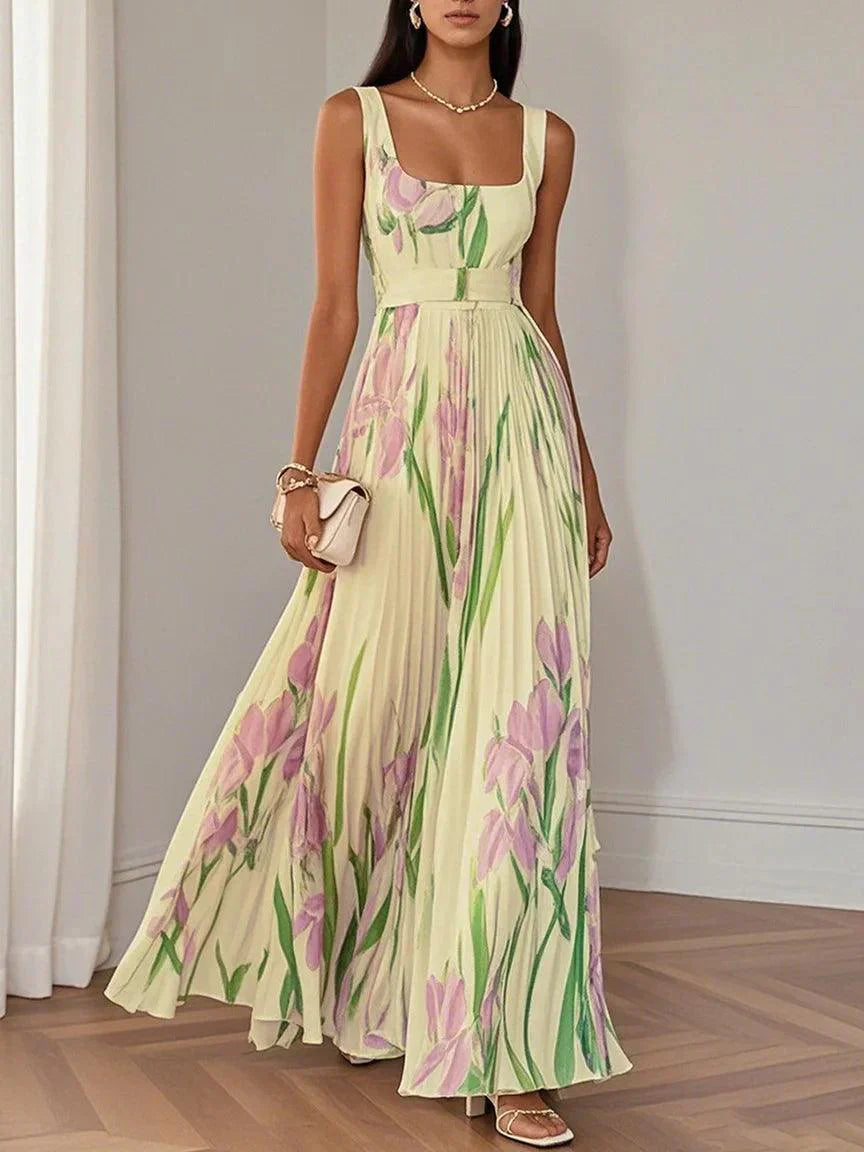 Yara™ - Robe maxi plissée en chiffon