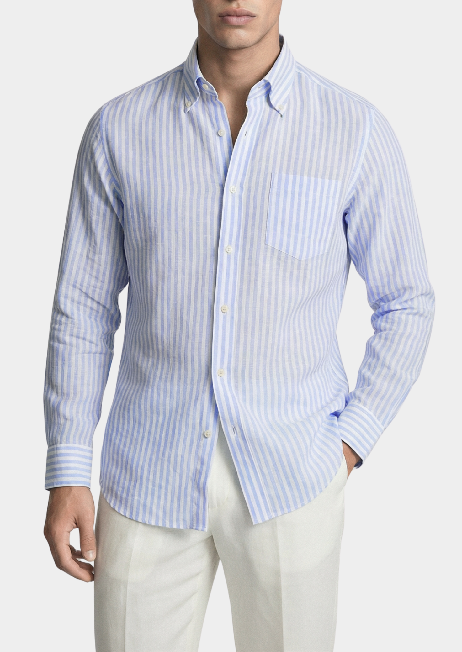CHEMISE RAYÉE CÔTIÈRE PORTOFINO - Bleu Clair