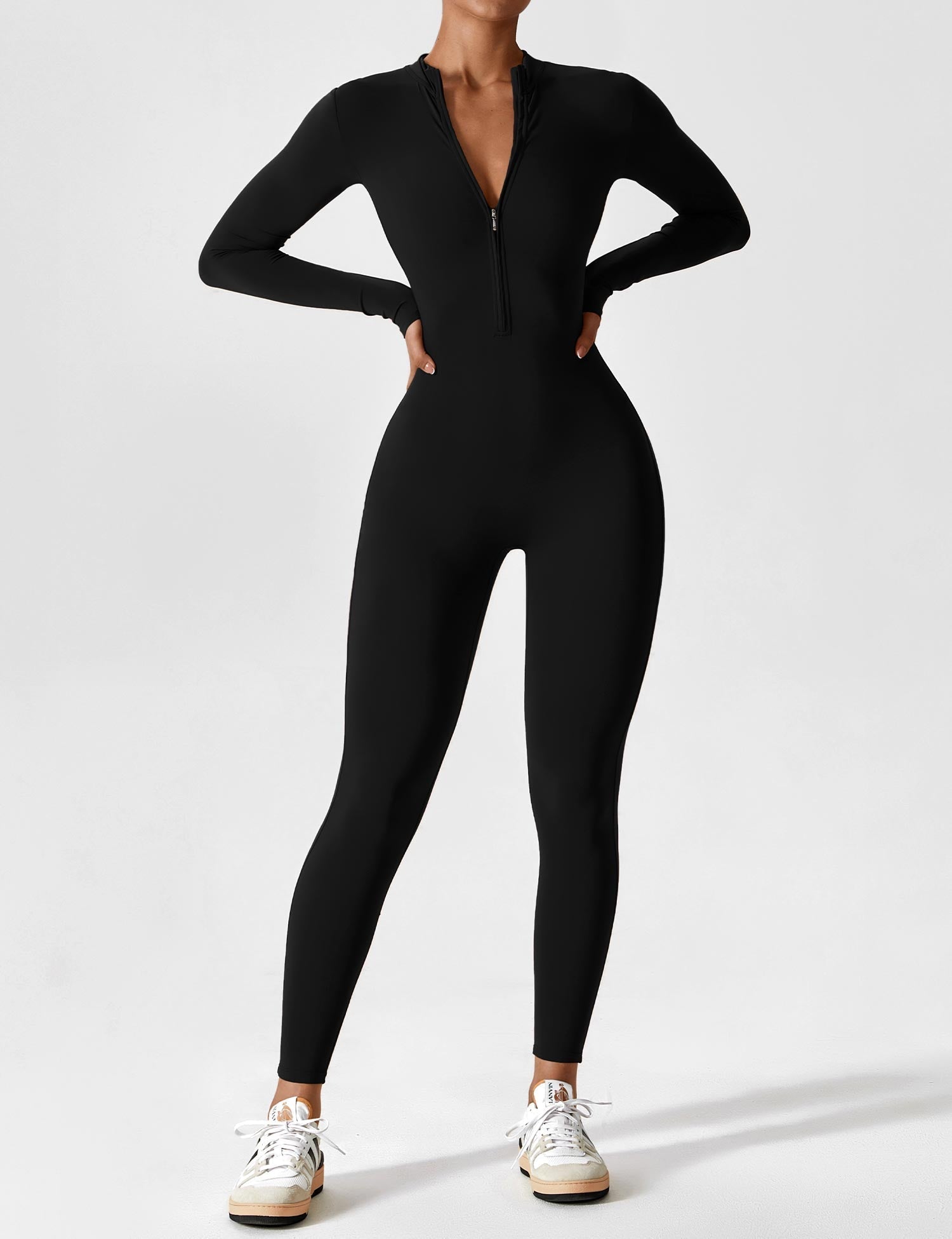 The Vela Zip Jumpsuit — Black Onyx