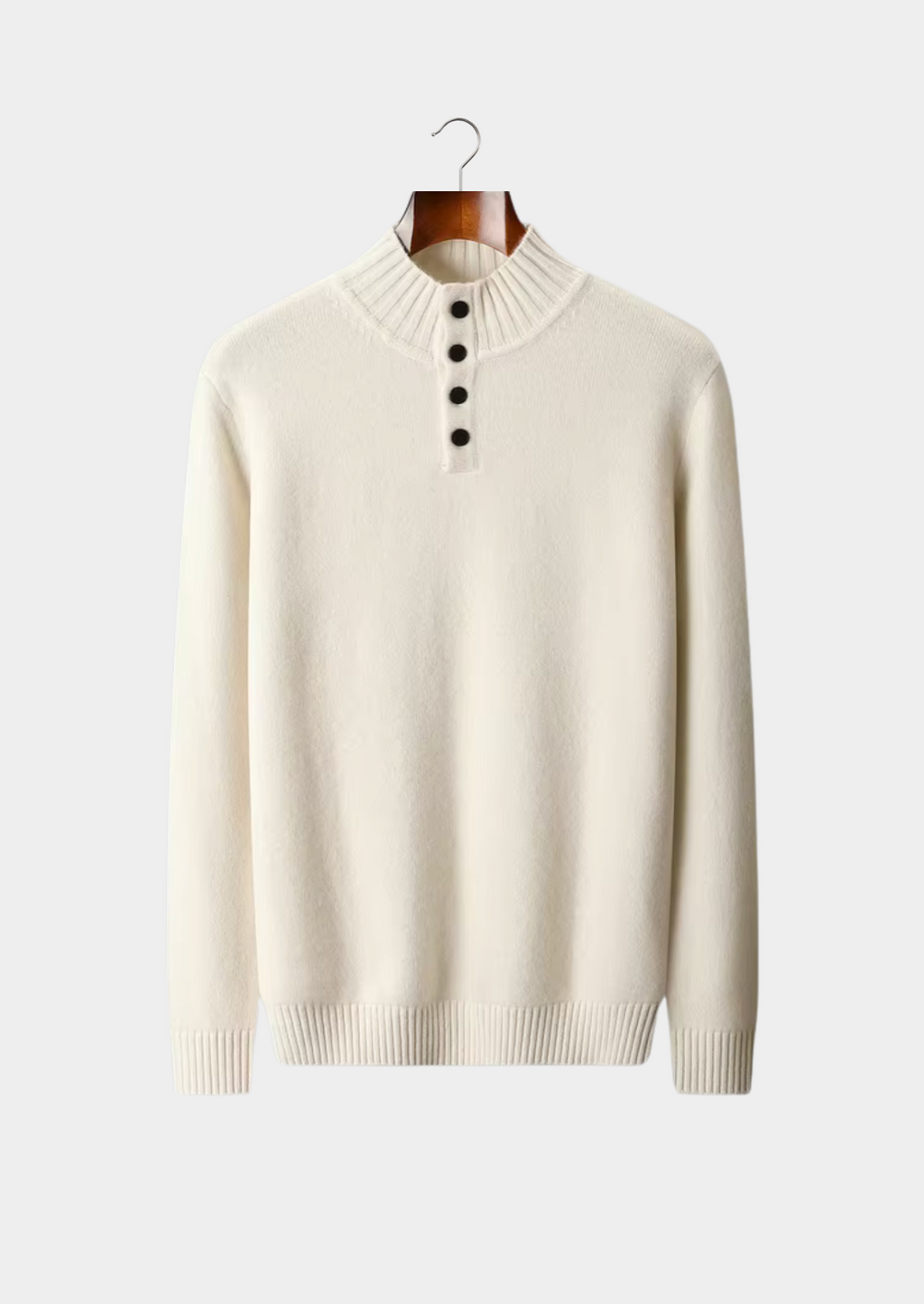 Pull traditionnel à boutons en laine mérinos pure extra-fine