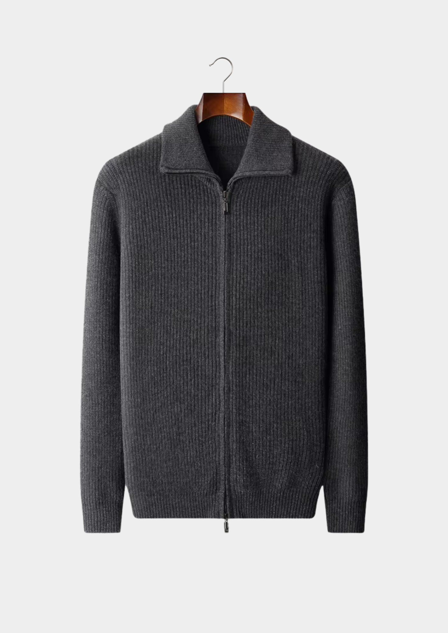 Cardigan col cheminée double zip en laine mérinos extra-fine pure