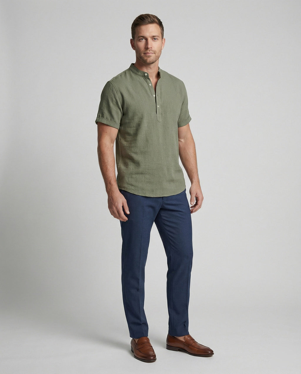 The Soren V-Neck Polo — Blush