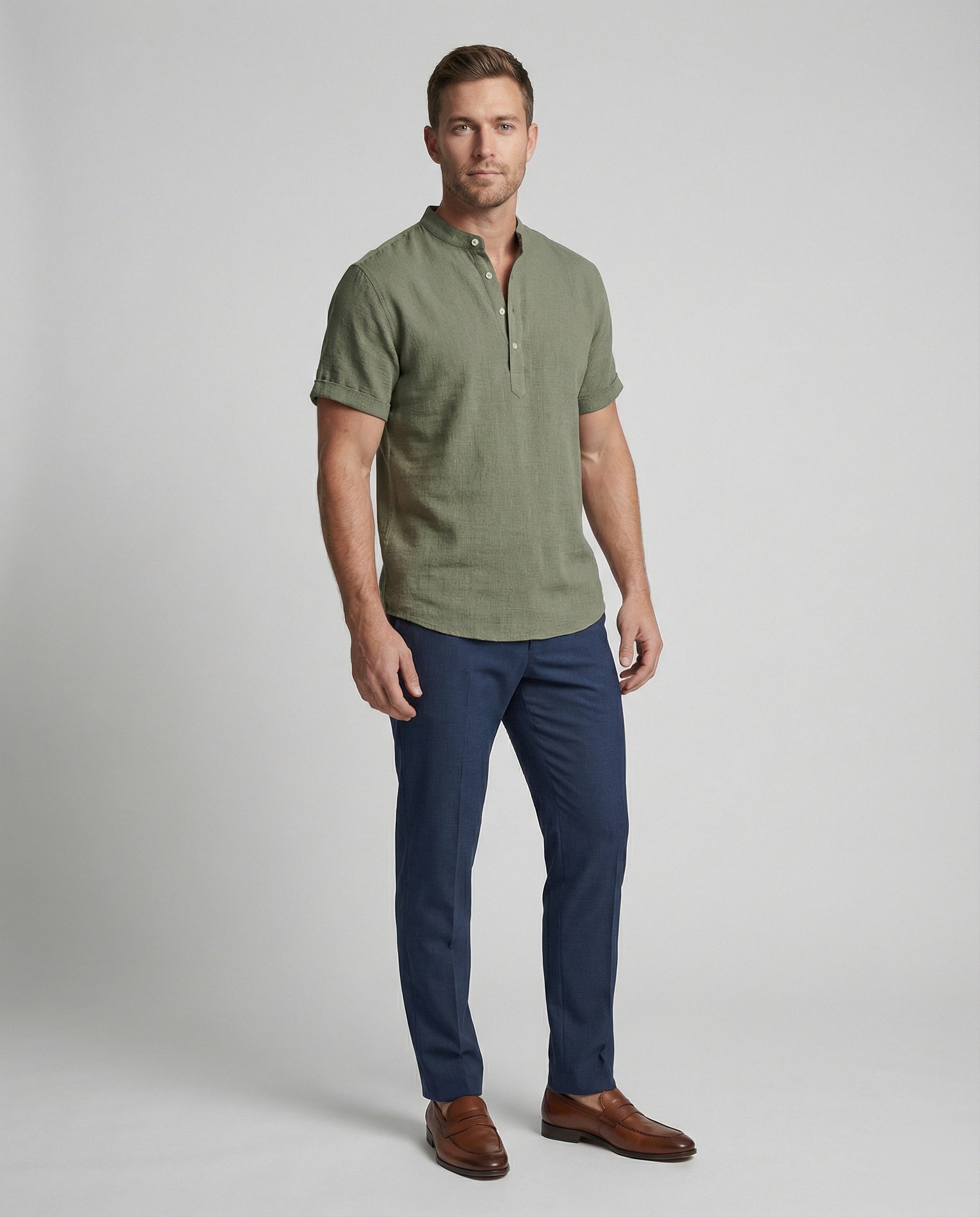 The Soren V-Neck Polo — Blush