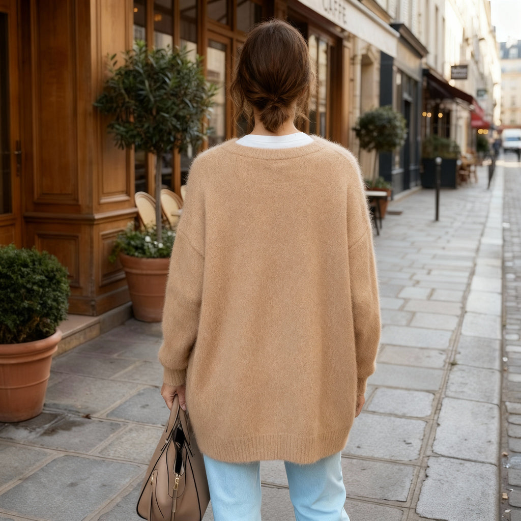 Flora Oversized Cardigan — Khaki Knit