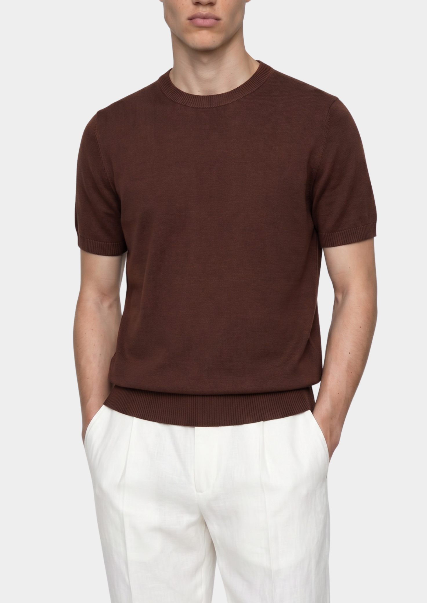 T-shirt à col rond en maille ESSENTIEL CAFÉ