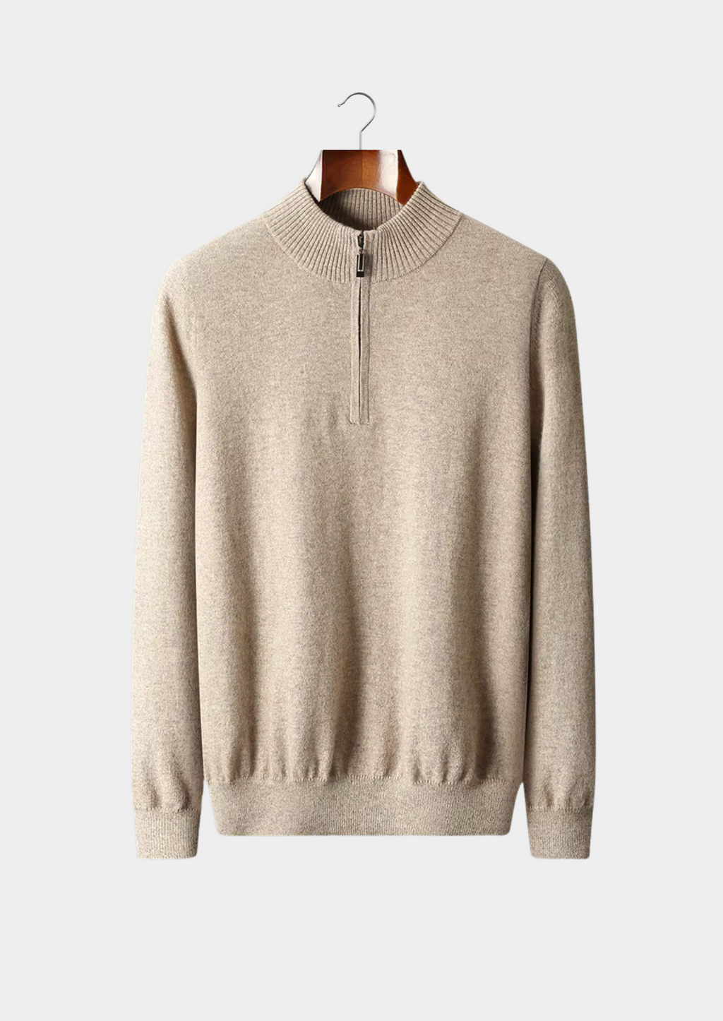 PULL EN LAINE MÉRINOS EXTRA-FINE PURE AVEC DEMI-FERMETURE ÉCLAIR