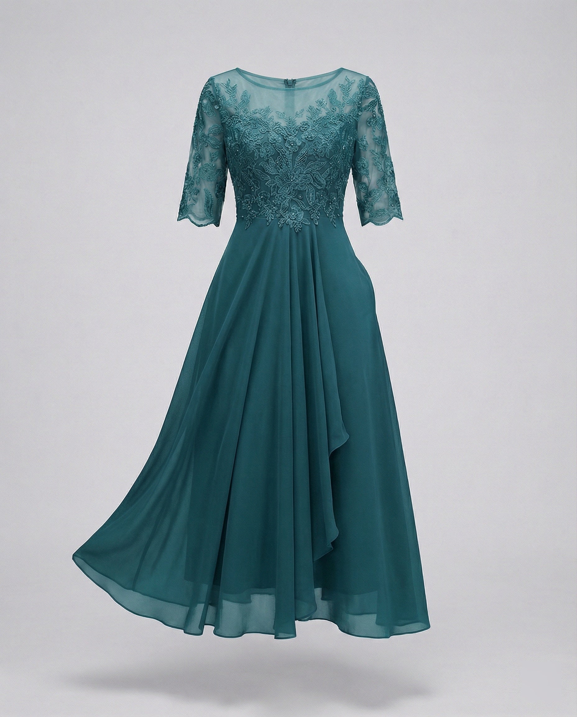 Thalassa — Cerulean Lace Midi Dress