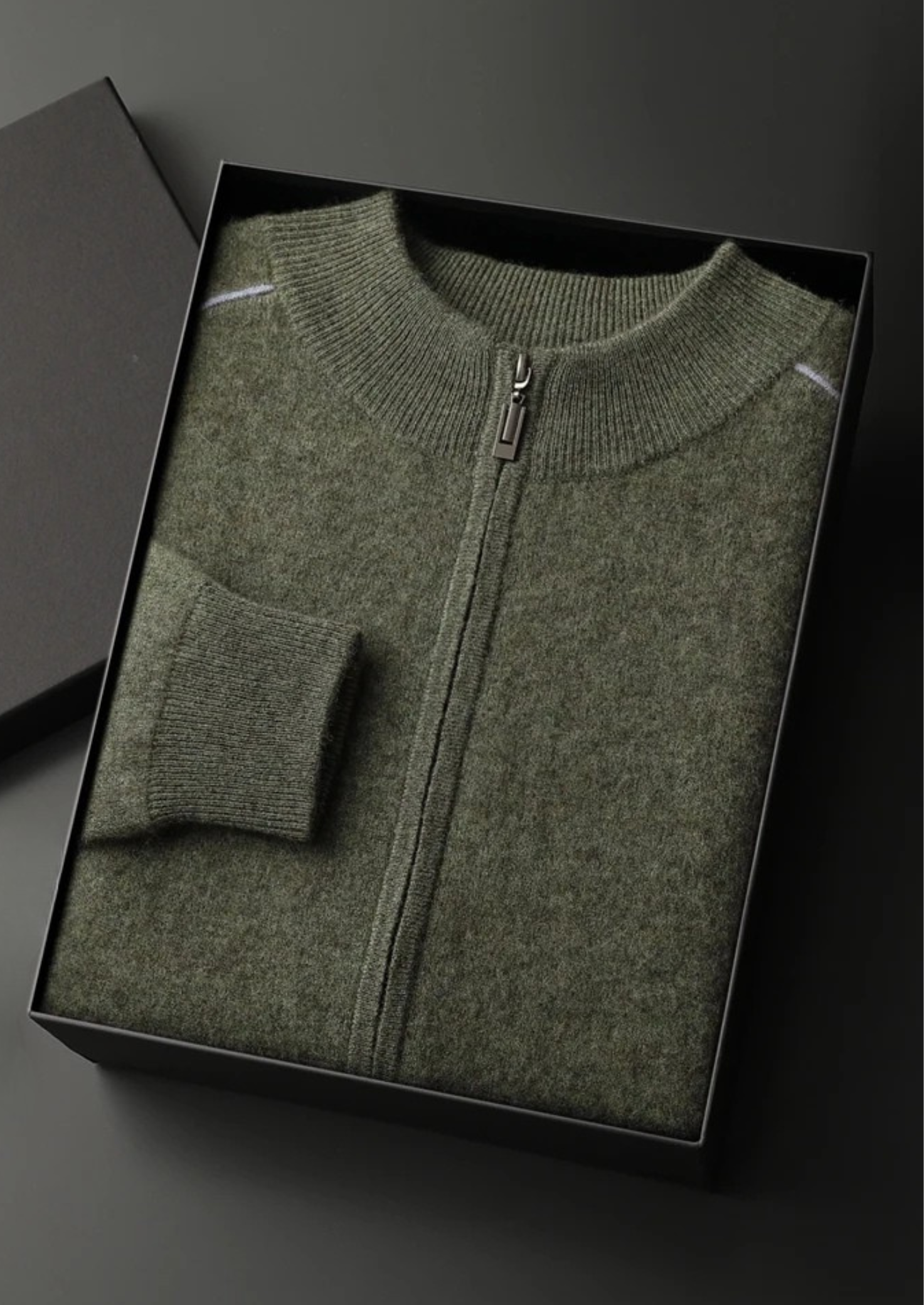 Cardigan zippé bicolore en cachemire premium