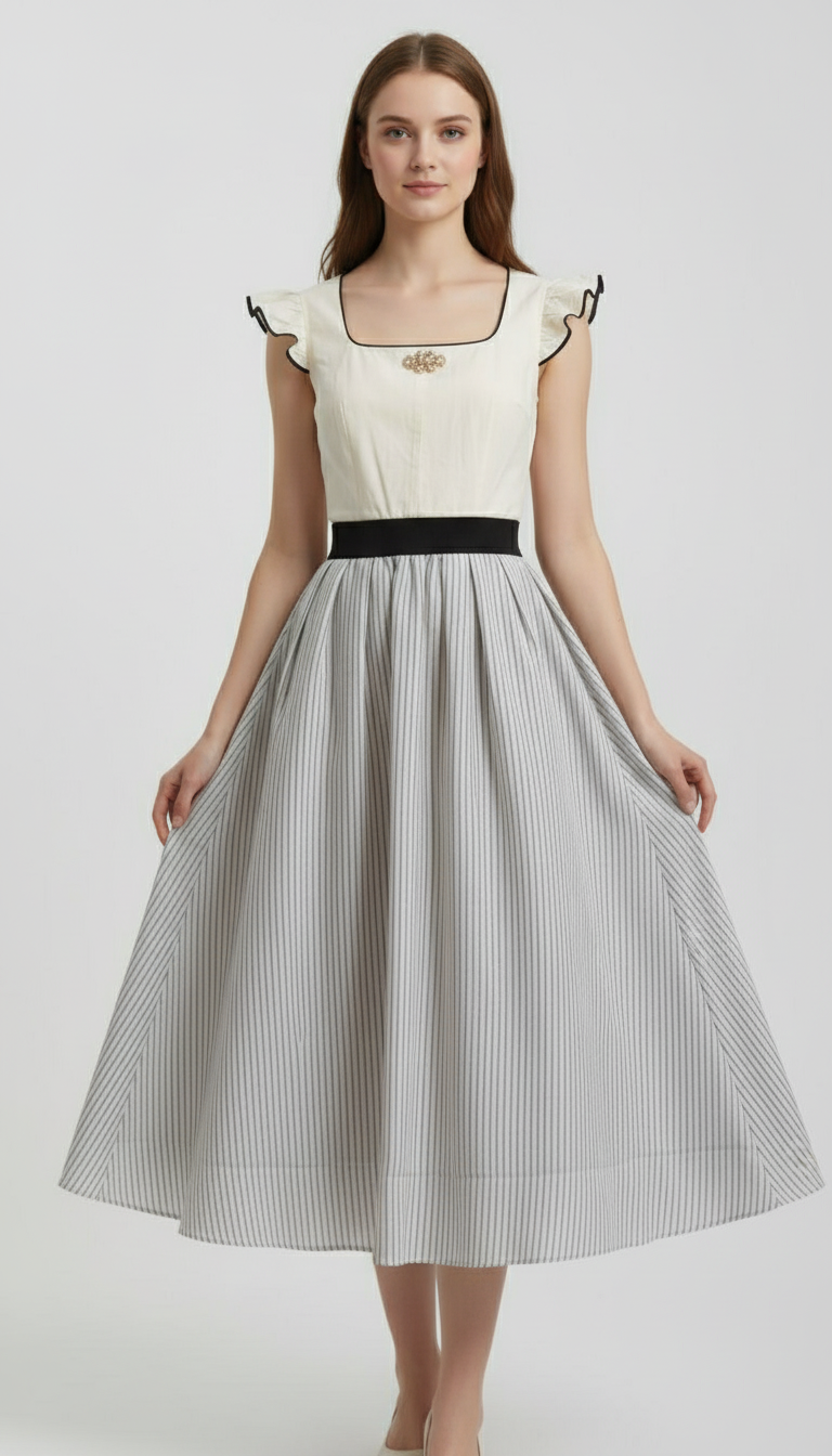 The Liesel Midi — Chalk Dirndl Dress