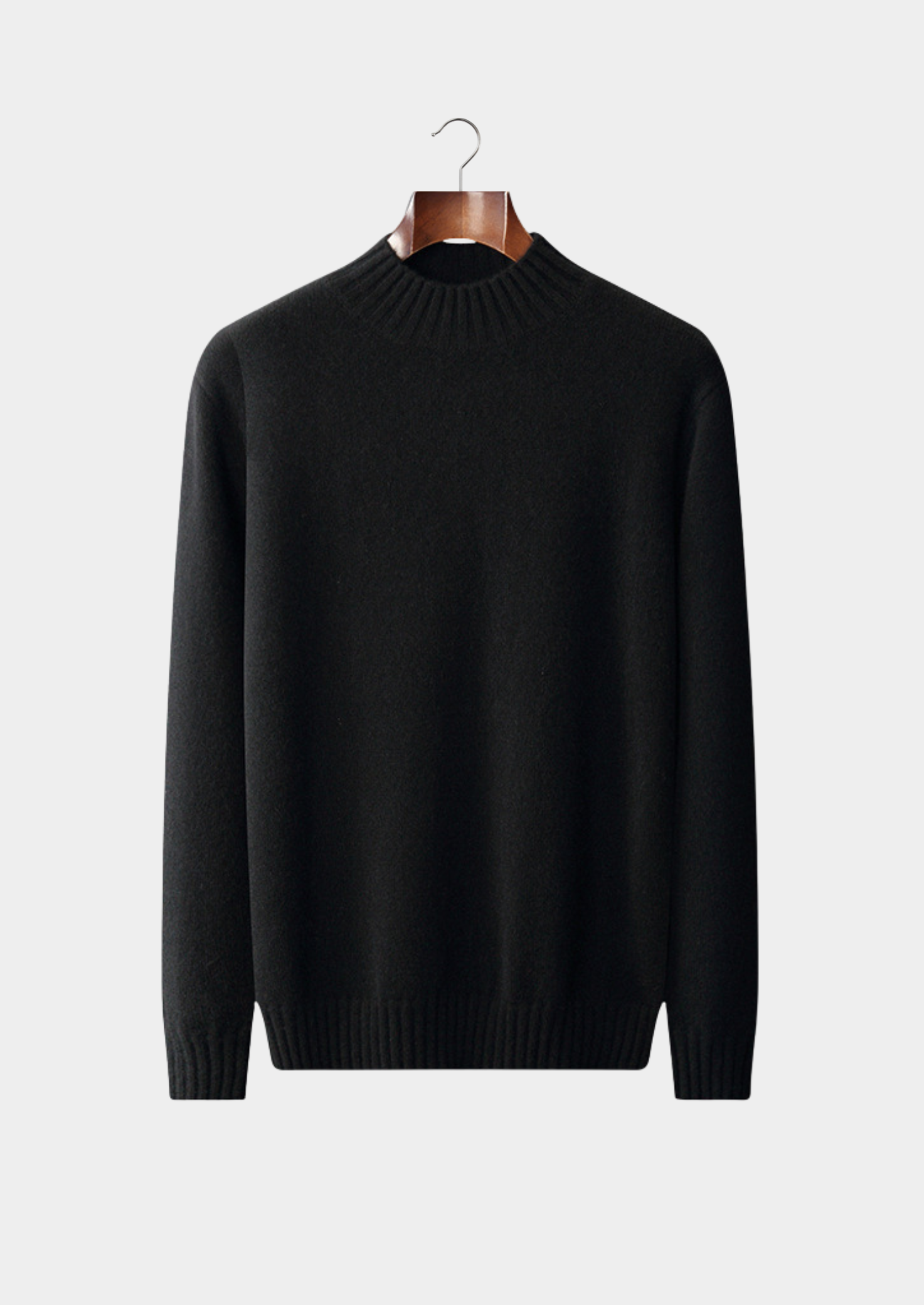 Pull-over col montant gris clair en cachemire pur
