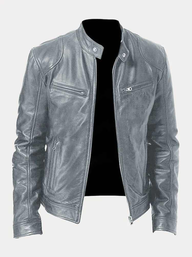 The Kaelen — Slate Vegan Biker Jacket