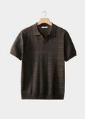 Polo en maille à motif café sans boutons