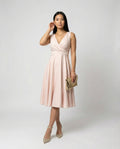 The Liora — Apricot A-Line Midi Dress