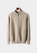 Cardigan zippé bicolore en cachemire premium