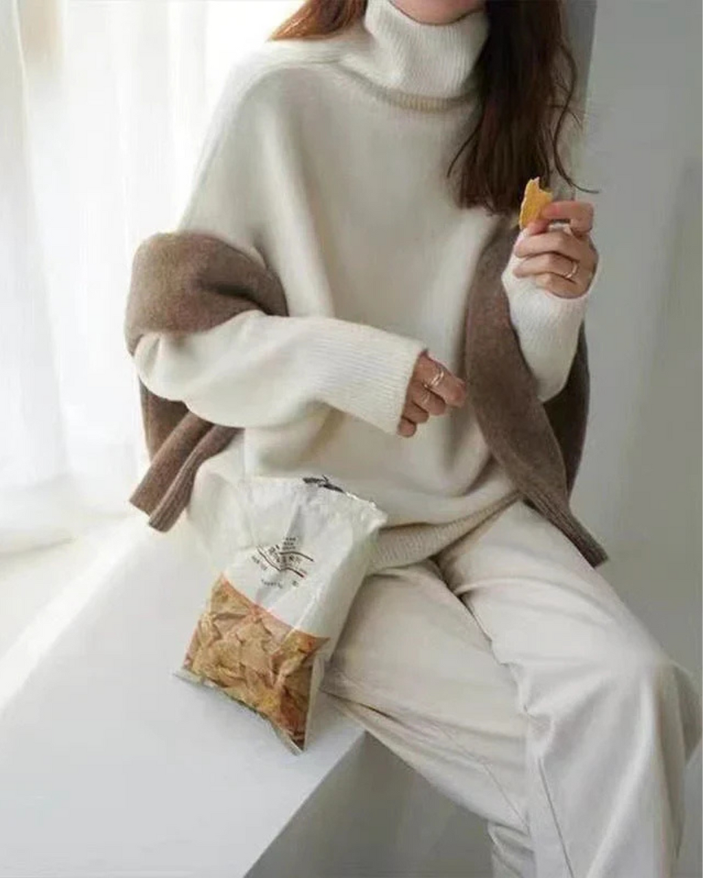 The Sanna — Soft Beige Turtleneck Knit