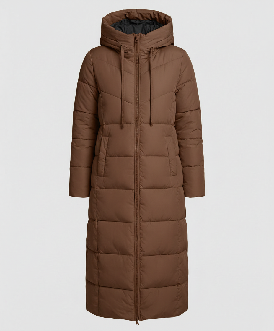 Idris — Khaki Longline Puffer Coat