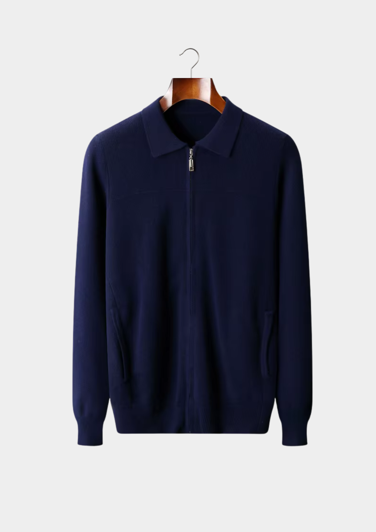 Cardigan polo côtelé en laine mérinos extra-fine pure