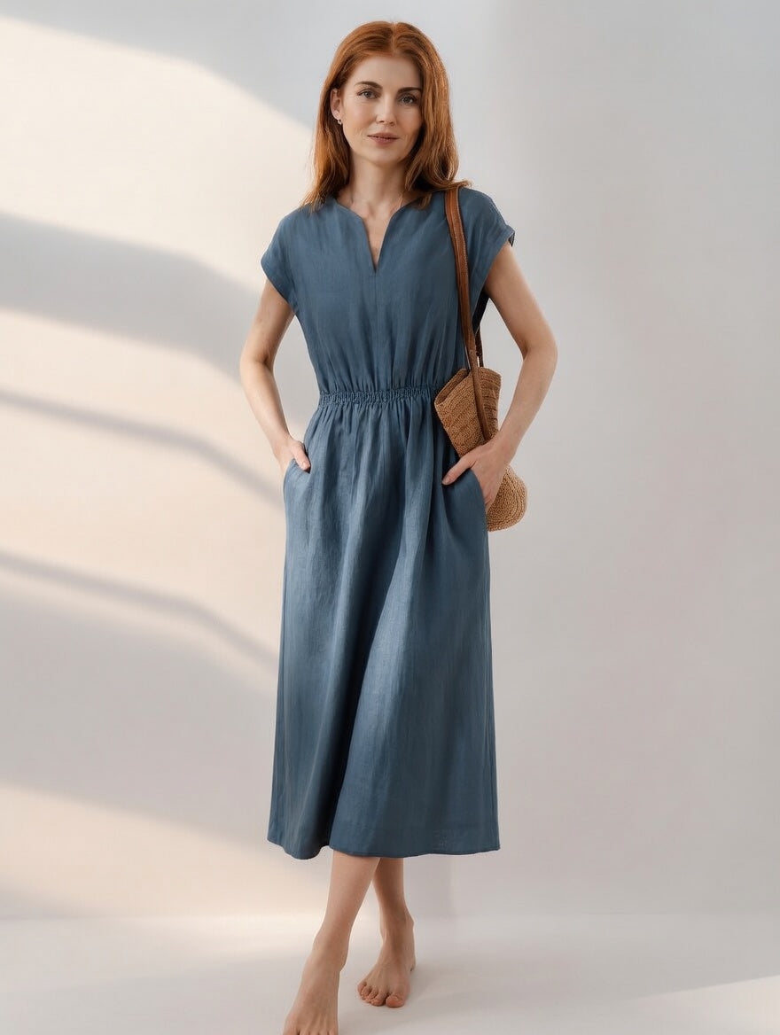 Lina — Robe fluide et élégante en lin mélangé