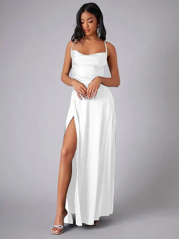 Lucette — Silk Satin Maxi with Braided Back