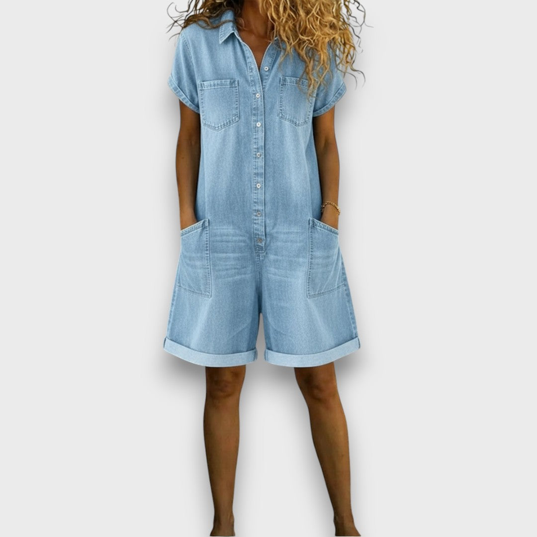 Saylor | Salopette en denim de coton style vintage