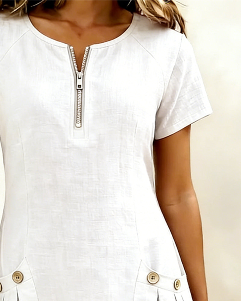 Bonnie™ | Robe en coton avec poches avant à fermeture éclair