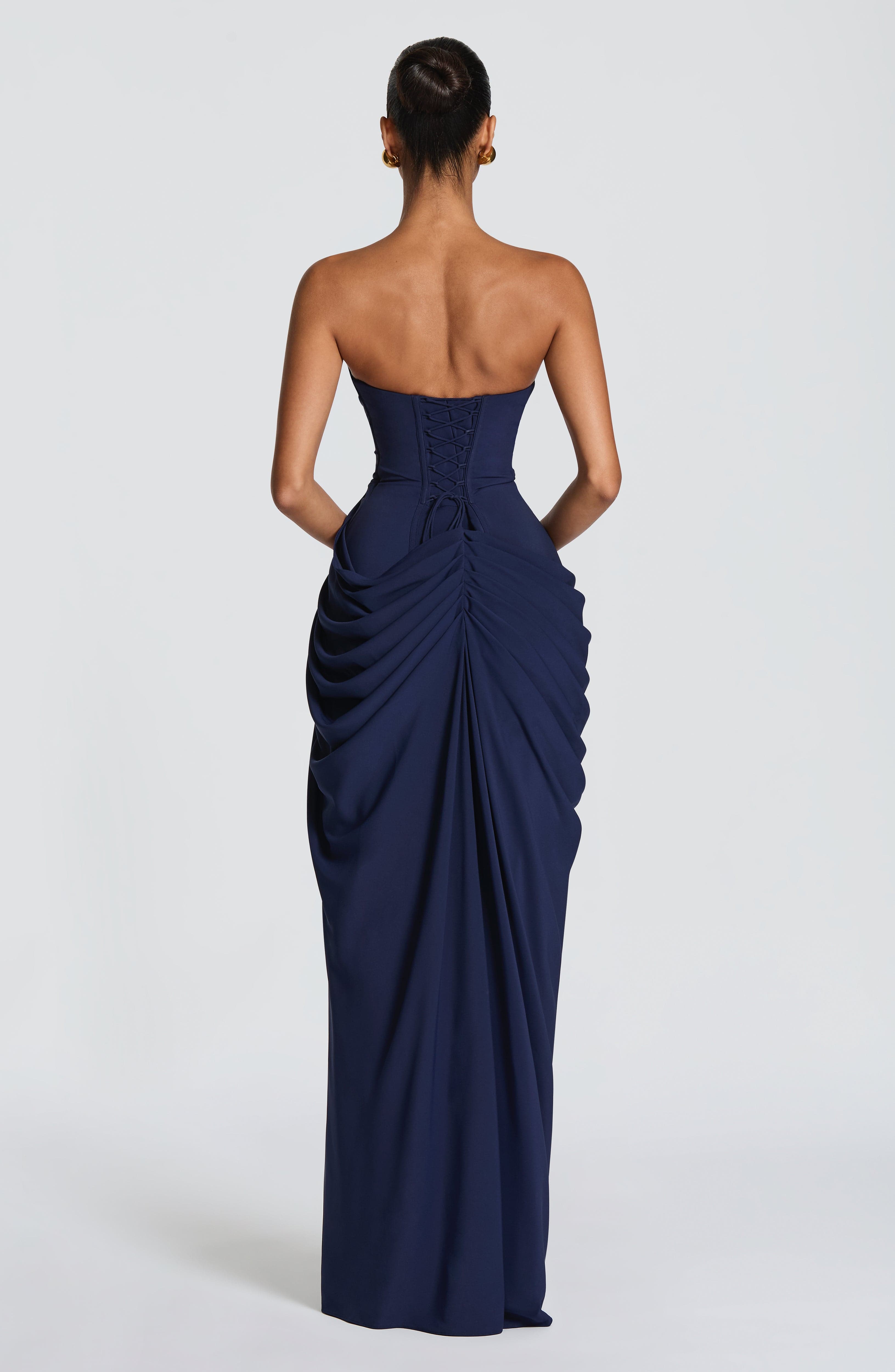 HANNAH | Robe Maxi Chic avec Détail Drapé et Fente Haute