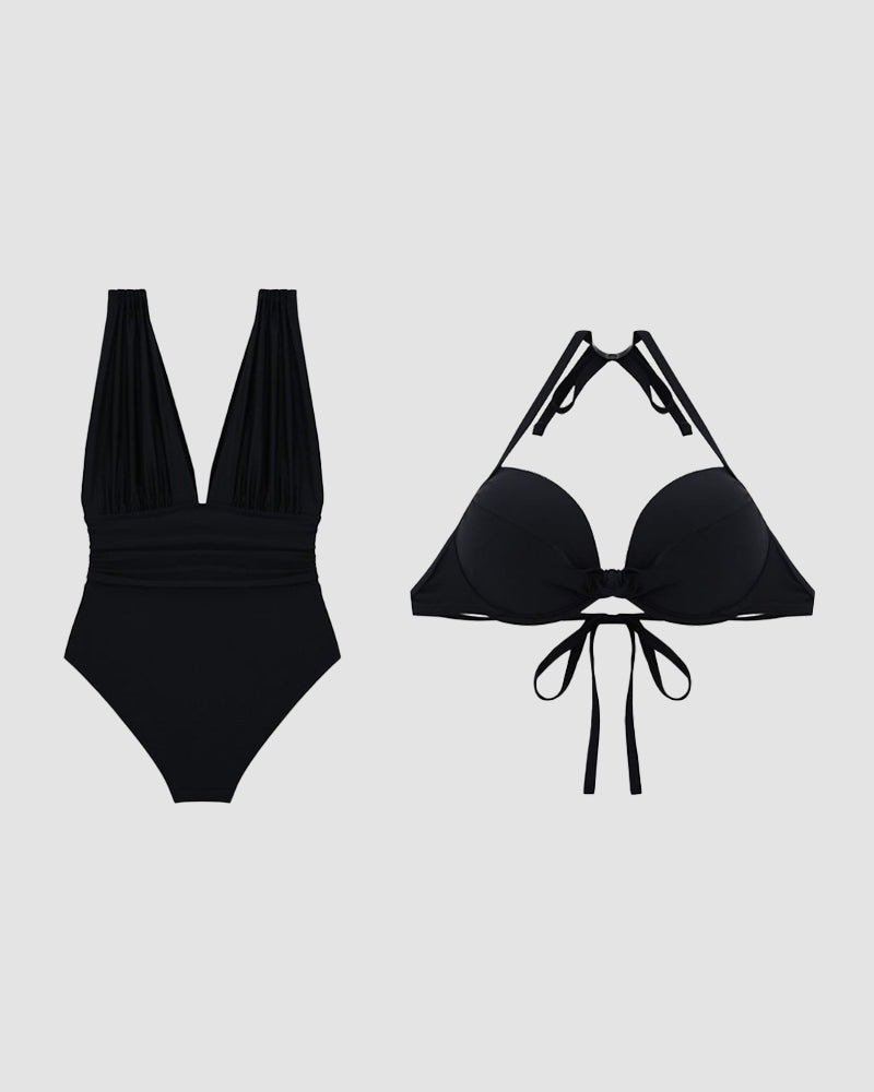 Maillot de bain gainant de luxe avec décolleté plongeant en V