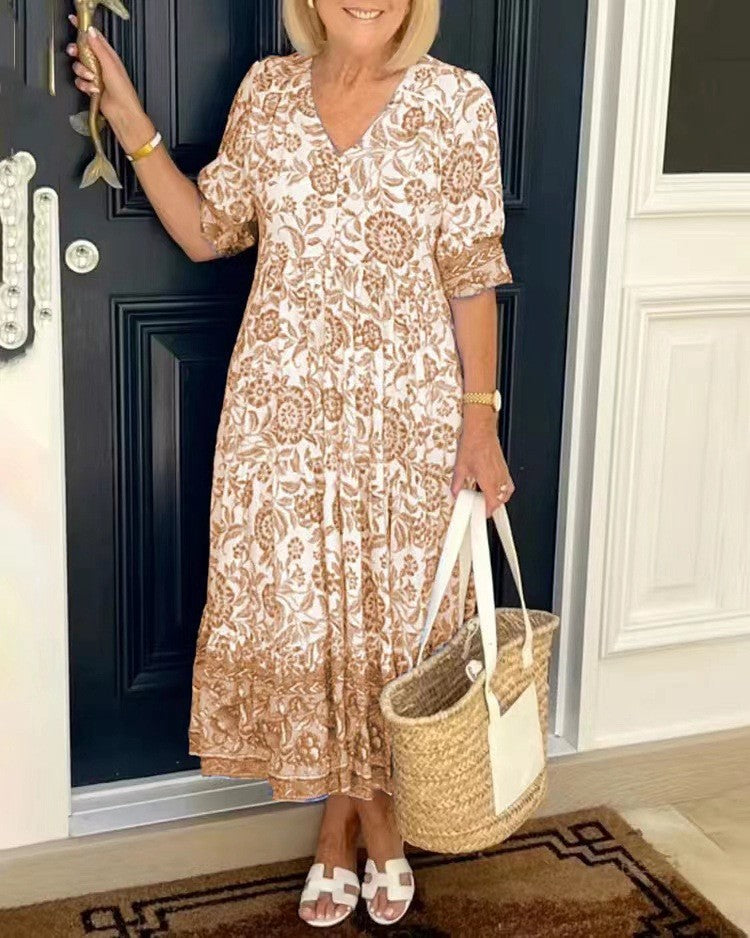 Ellie | Robe Fleurie Élégante à Col V