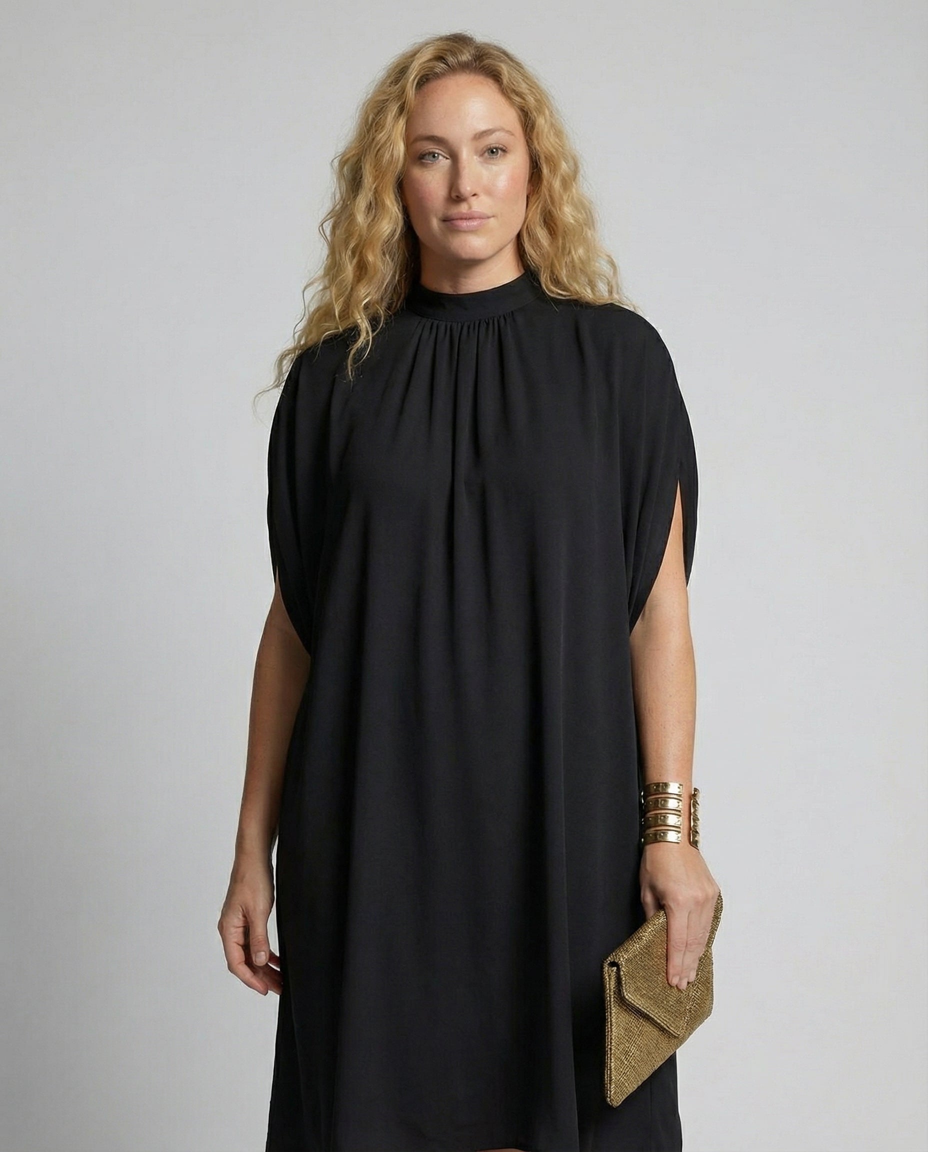 The Liora Mini — Noir Batwing Dress