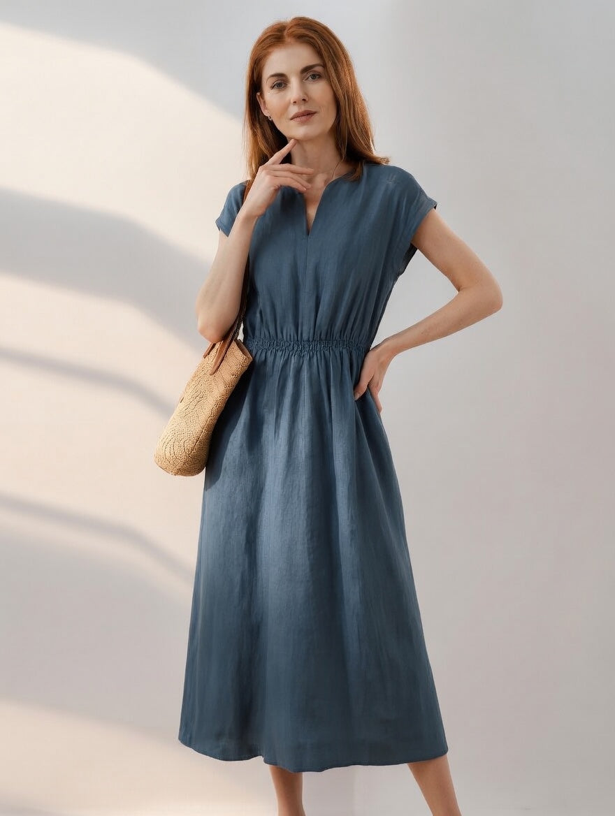 Lina — Robe fluide et élégante en lin mélangé