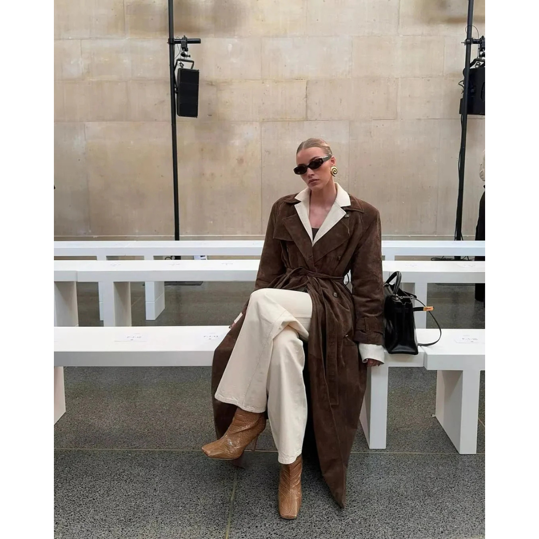 The Liora — Chestnut Suede Trench