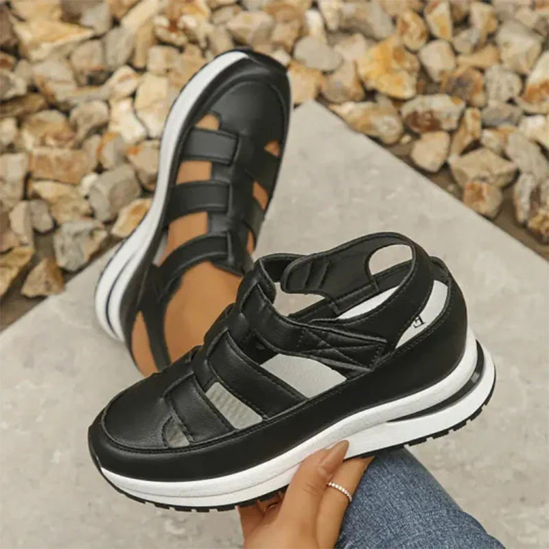 The Sia Platform — Onyx Velcro Sandals