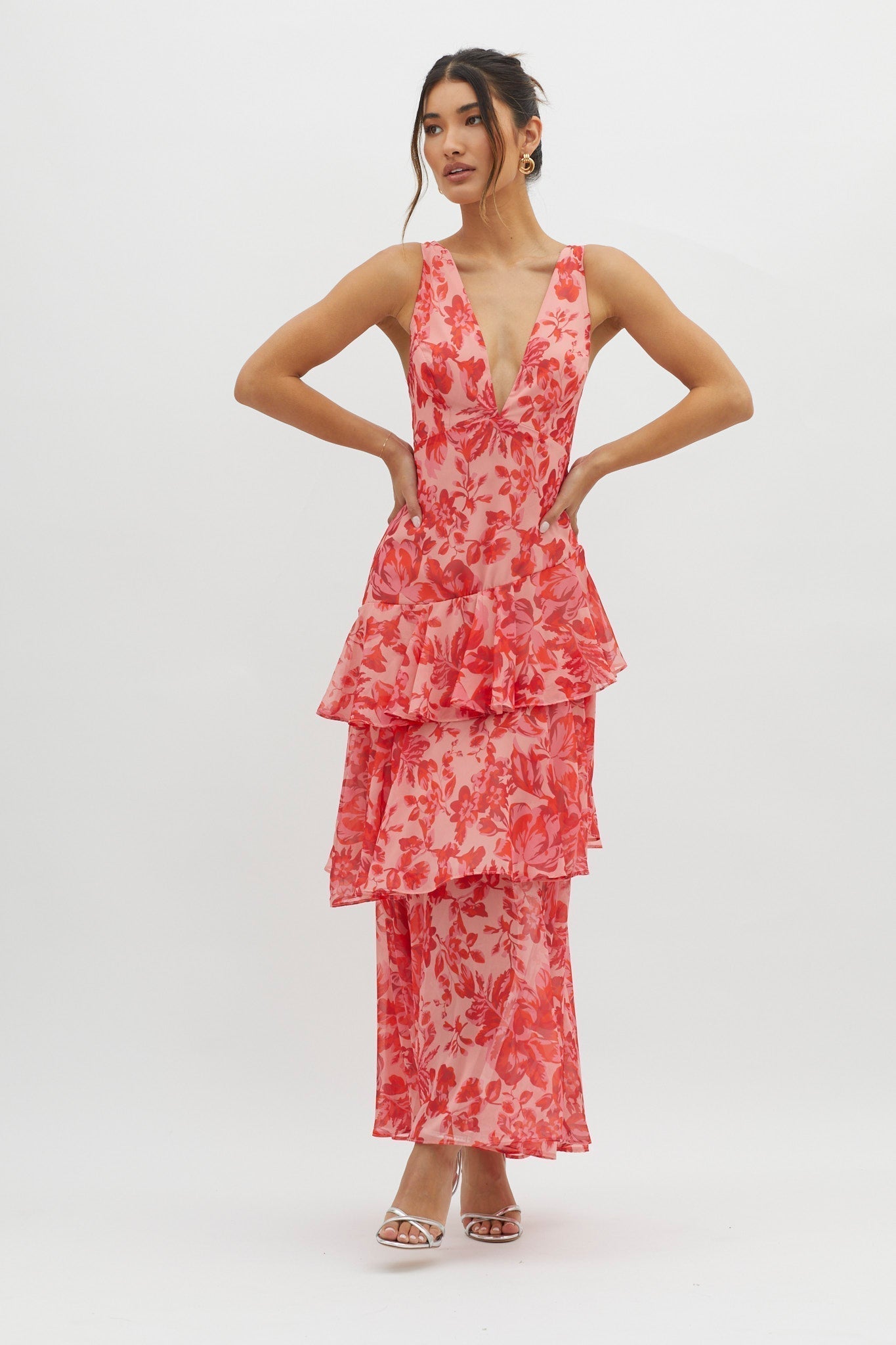LISA | Robe Maxi avec Volants Floraux