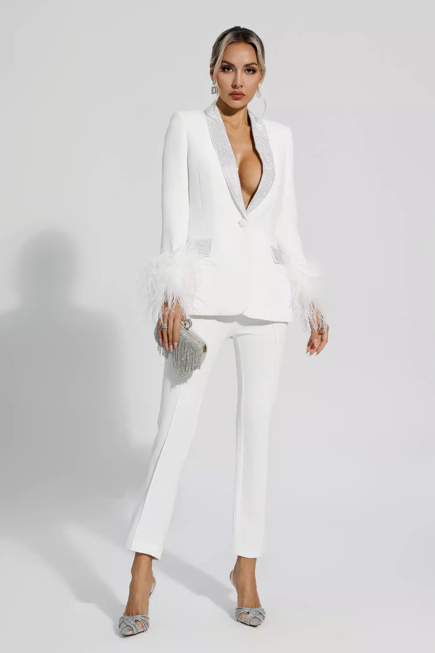 The Caelis Set — Moonstone Feather Blazer