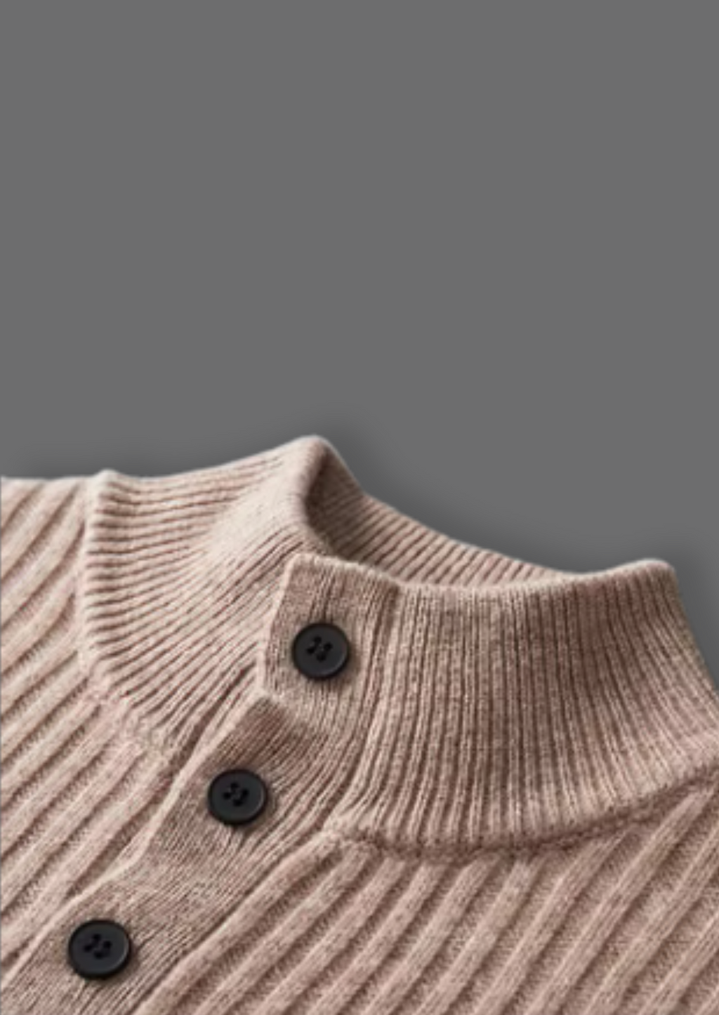 Pull Henley côtelé en laine mérinos extra-fine pure