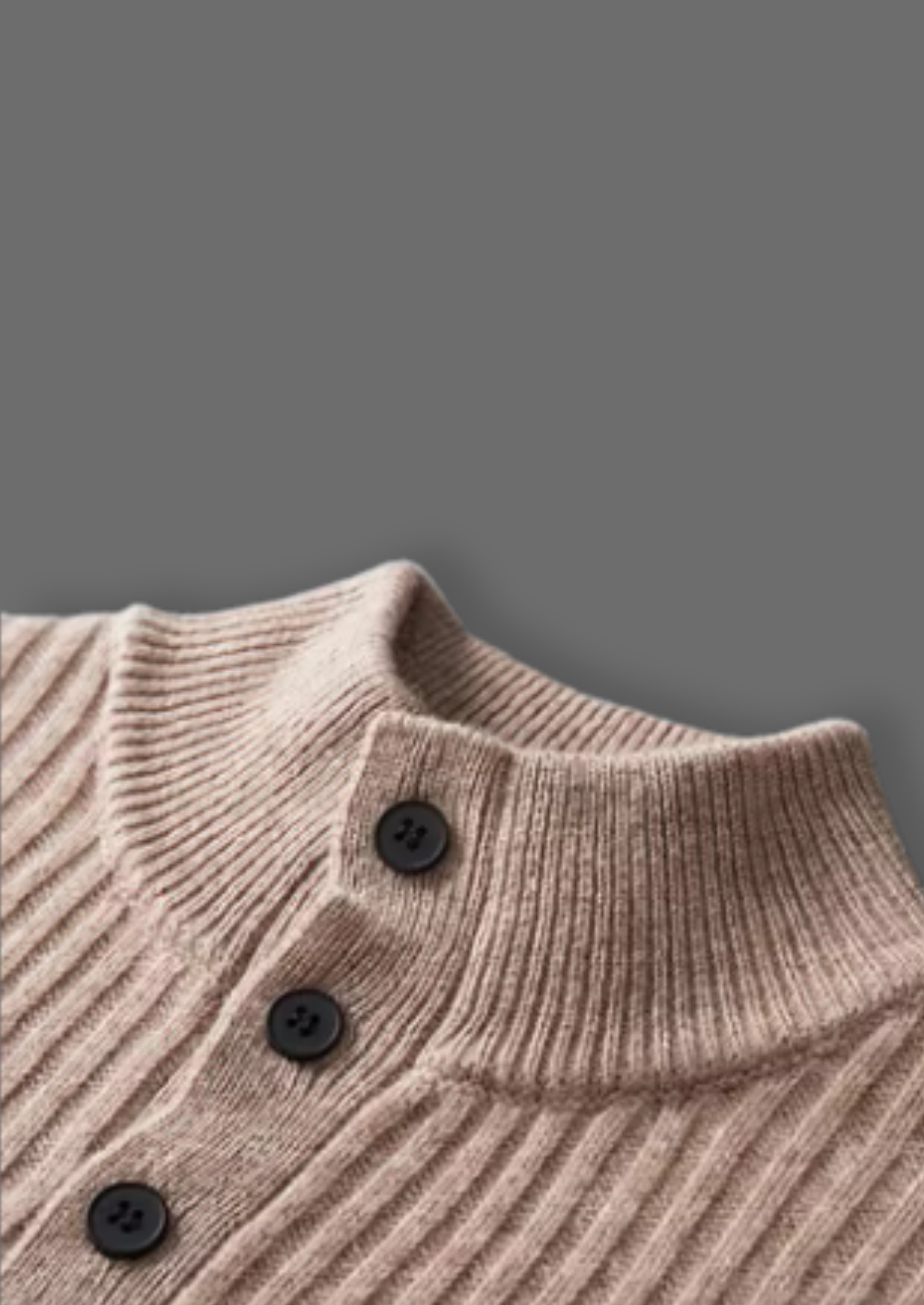 Pull-over Henley en laine mérinos extra-fine pure à côtes