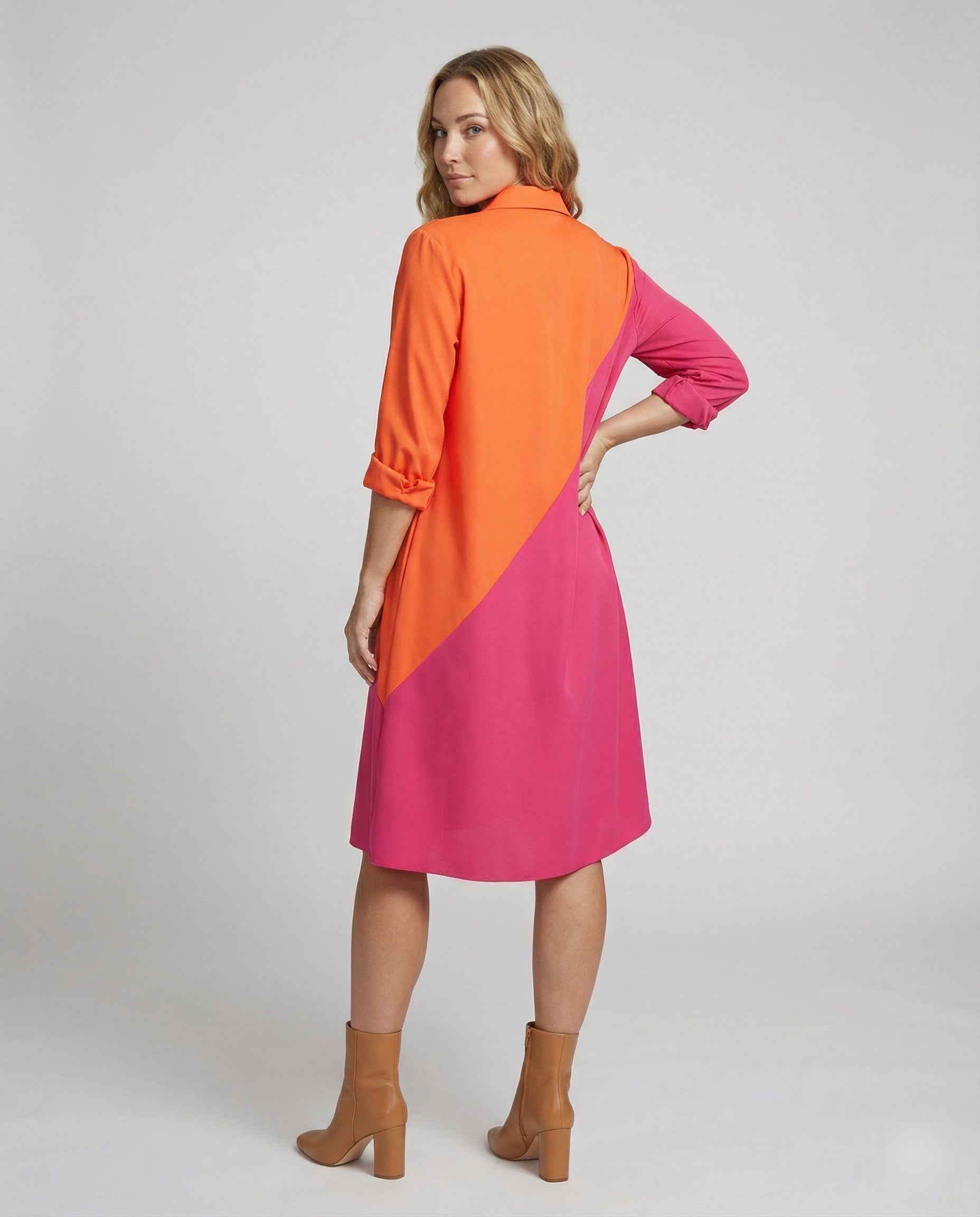 Liora Shirt Dress — Sunset Blush