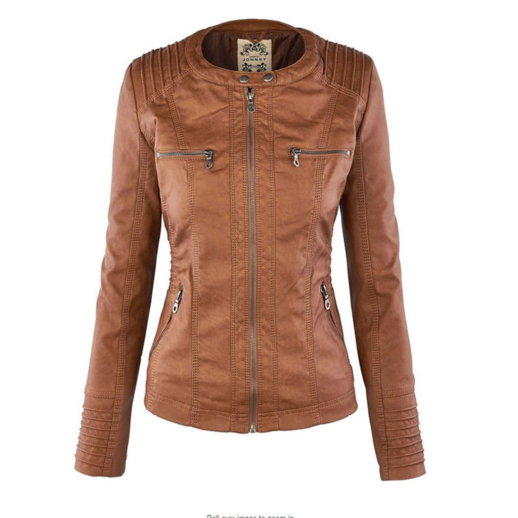 The Kaia — Weatherproof PU Hooded Jacket in Khaki