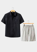 ENSEMBLE D'ÉTÉ DOLCEVITA À MANCHES COURTES - BEIGE/NOIR