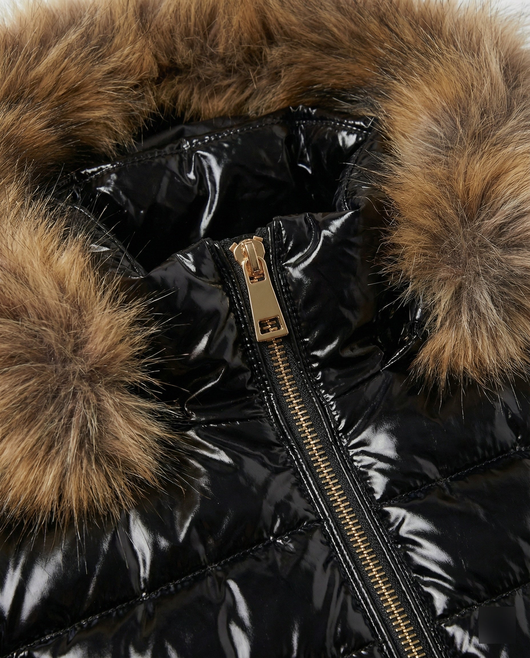 The Elara Puffer — Onyx Fur Hood