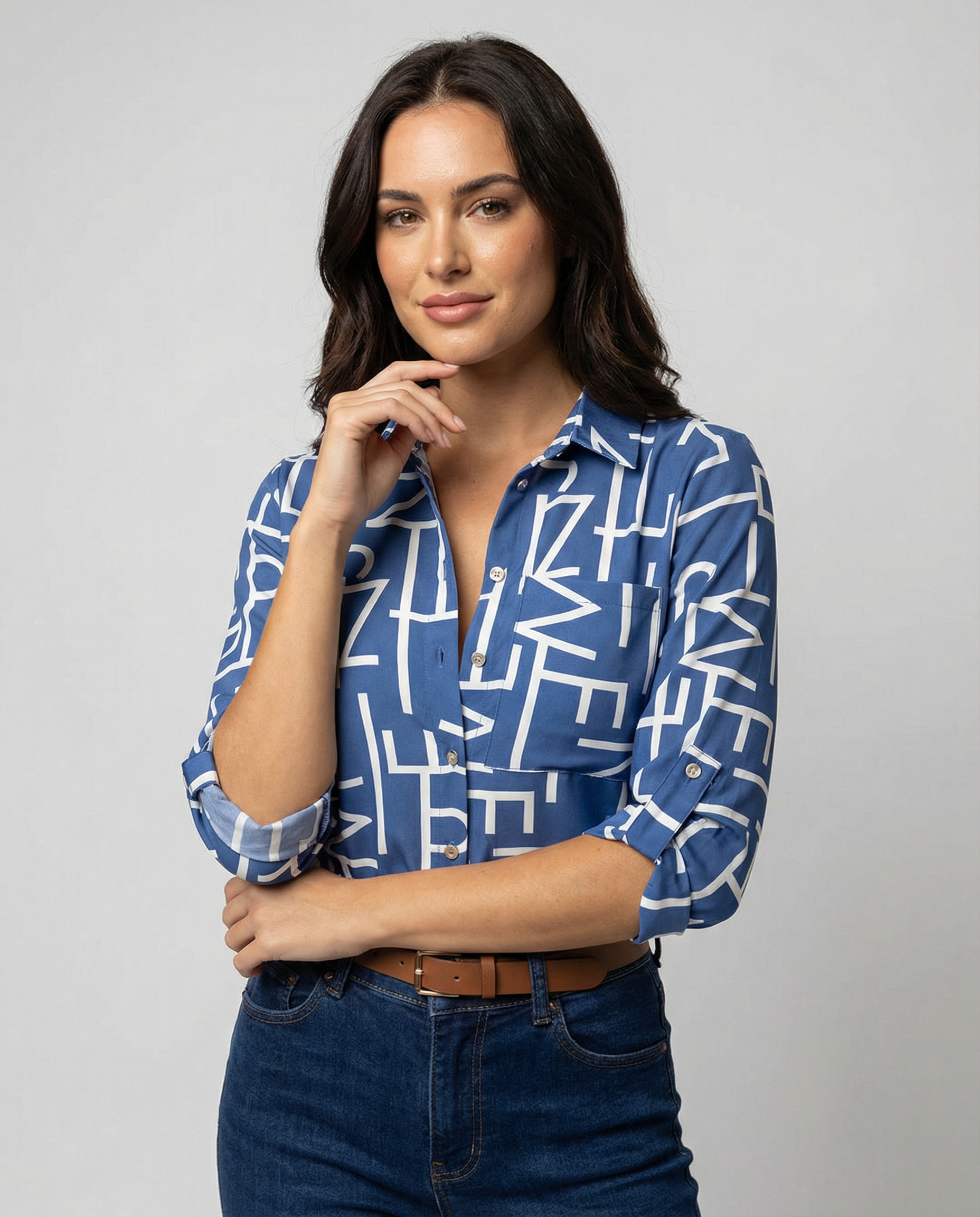 The Liora — Blue Script Shirt