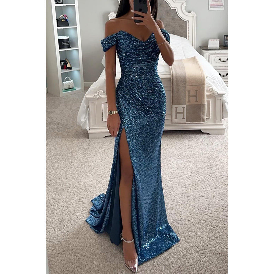 Zelia Gown — Wine Garnet Sequin