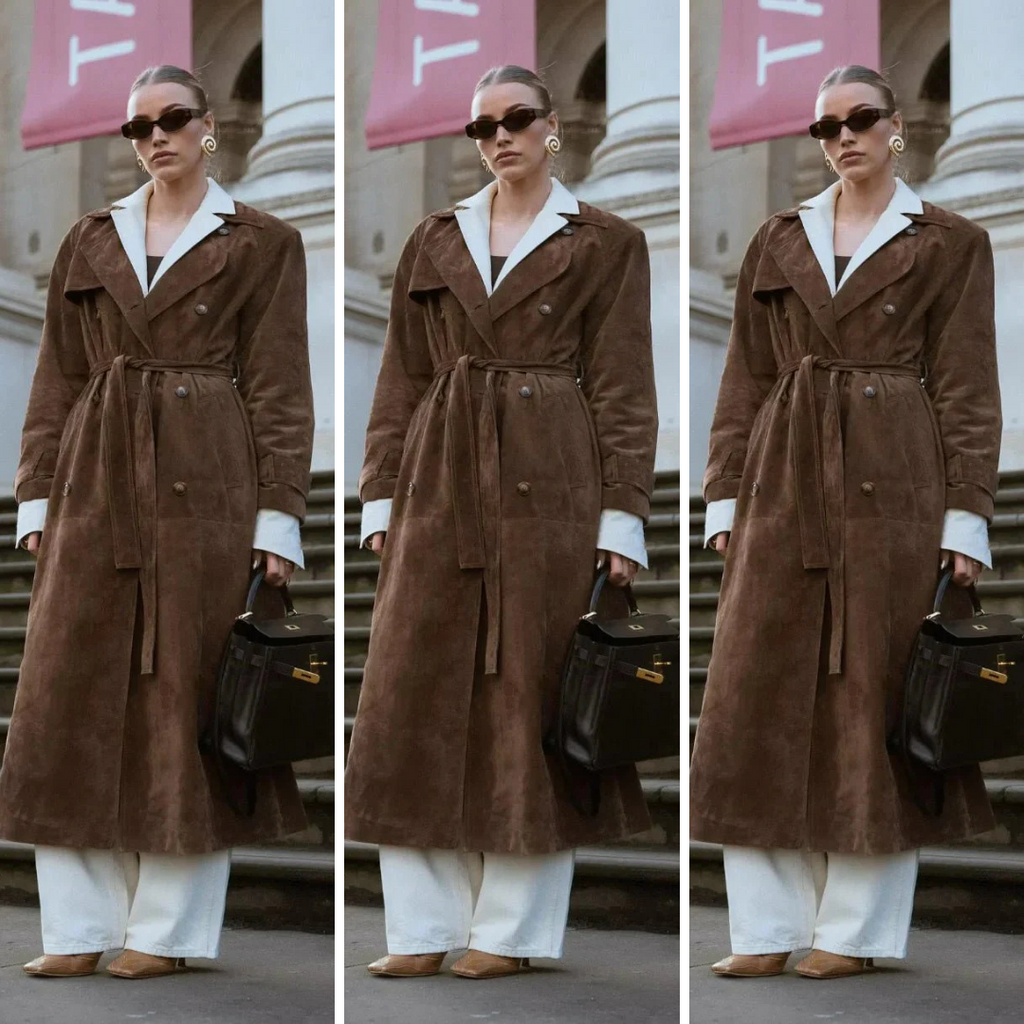 The Liora — Chestnut Suede Trench