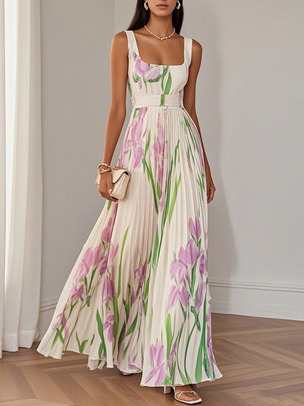 Yara™ - Robe maxi plissée en chiffon