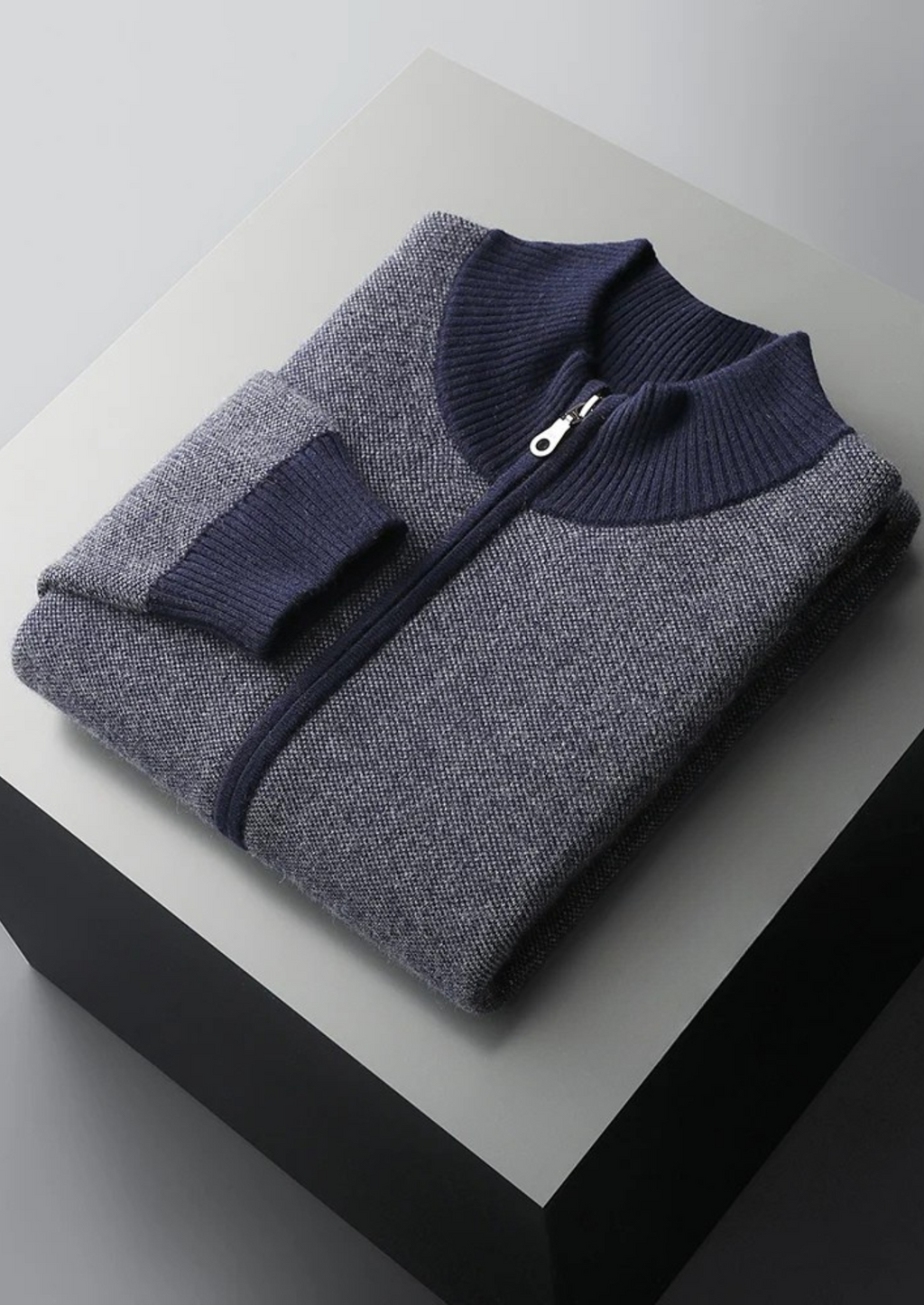 Cardigan zippé en jacquard de cachemire premium