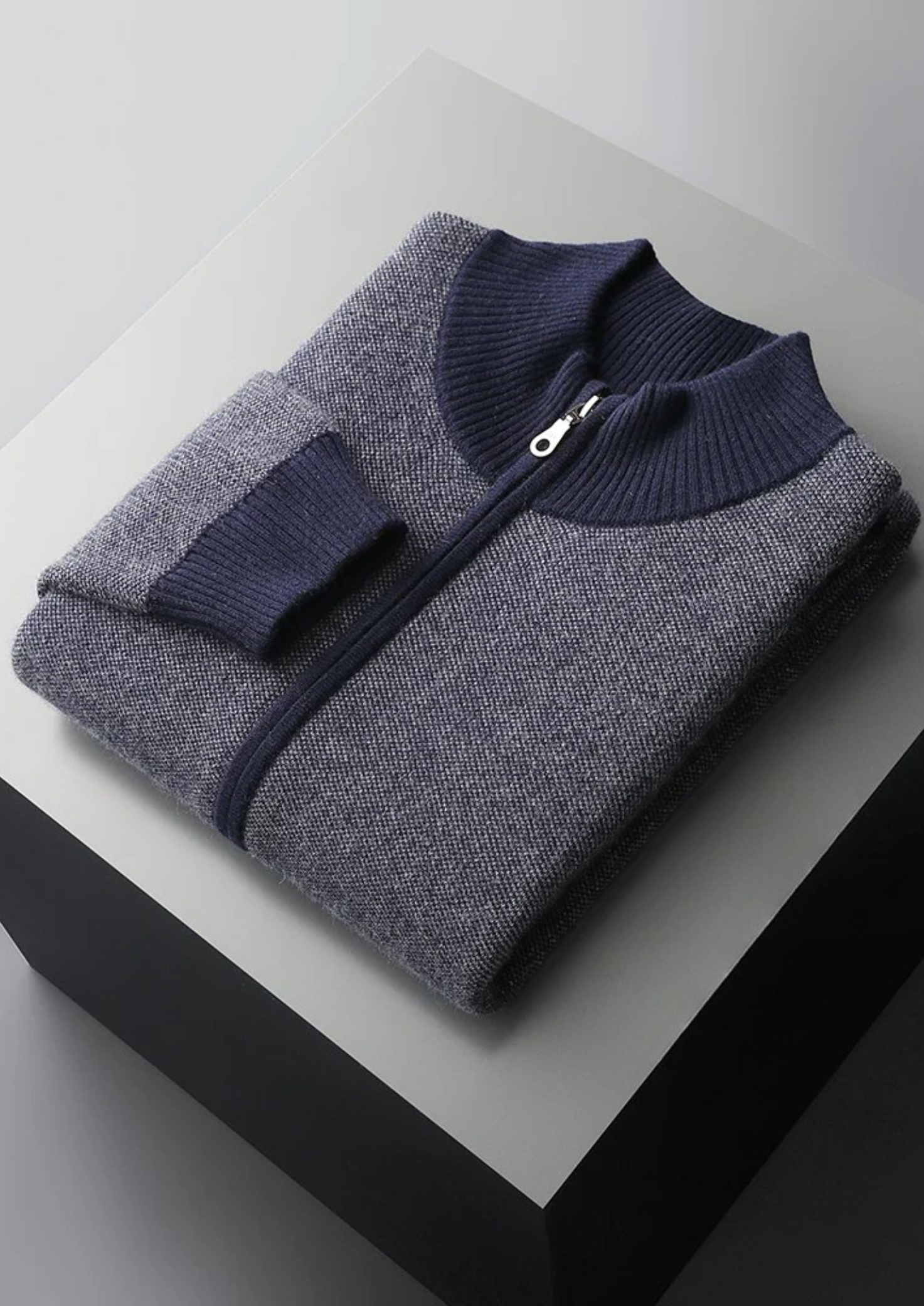 Cardigan zippé en jacquard de cachemire premium