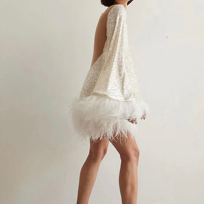The Selene Mini — Blush Feather Hem